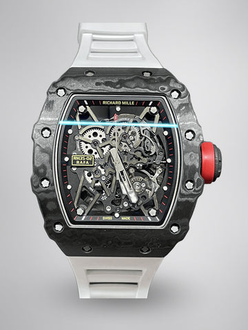 Swiss Richard Mille RM 35-02 Replica Rafael Nadal Watch – Skeletonized Dial & White Rubber Strap