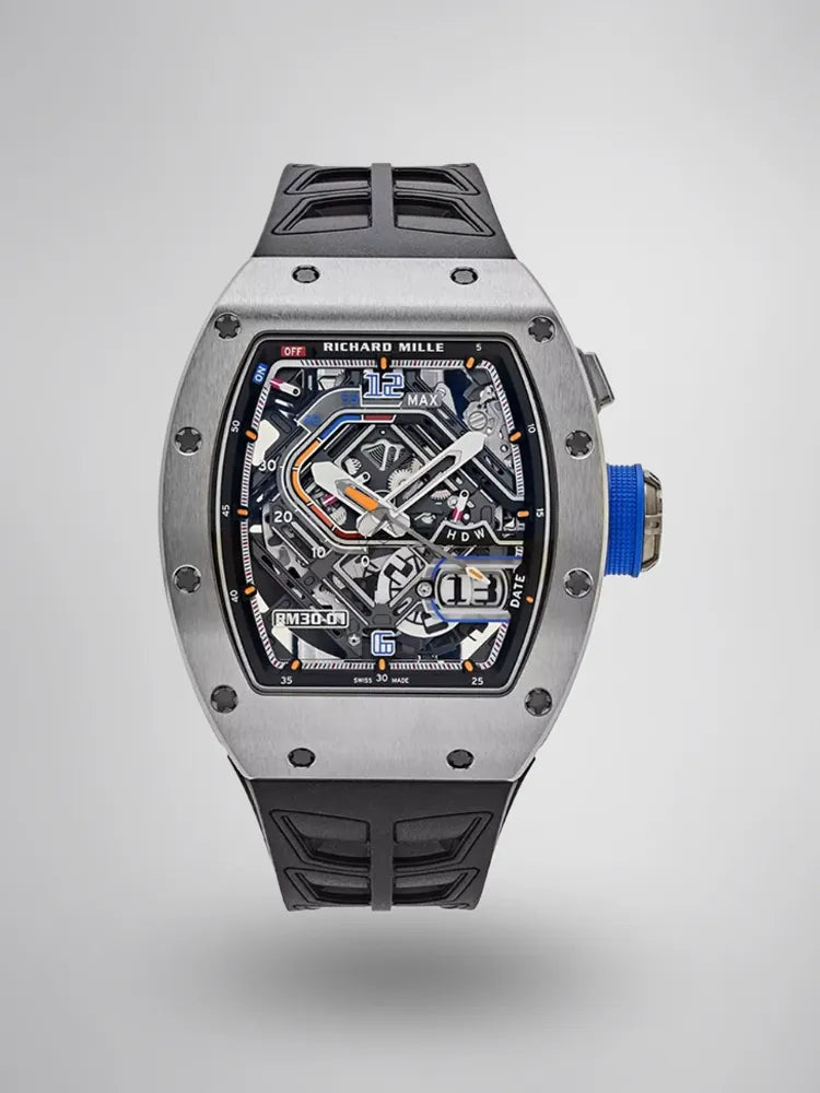 Richard Mille RM 30-01 Replica Skeleton Dial Black Rubber Strap Luxury Sports Wristwatch