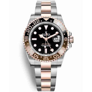 Rolex GMT-Master II Black Dial Metal Bracelet Men's Watch (Ref. 010)