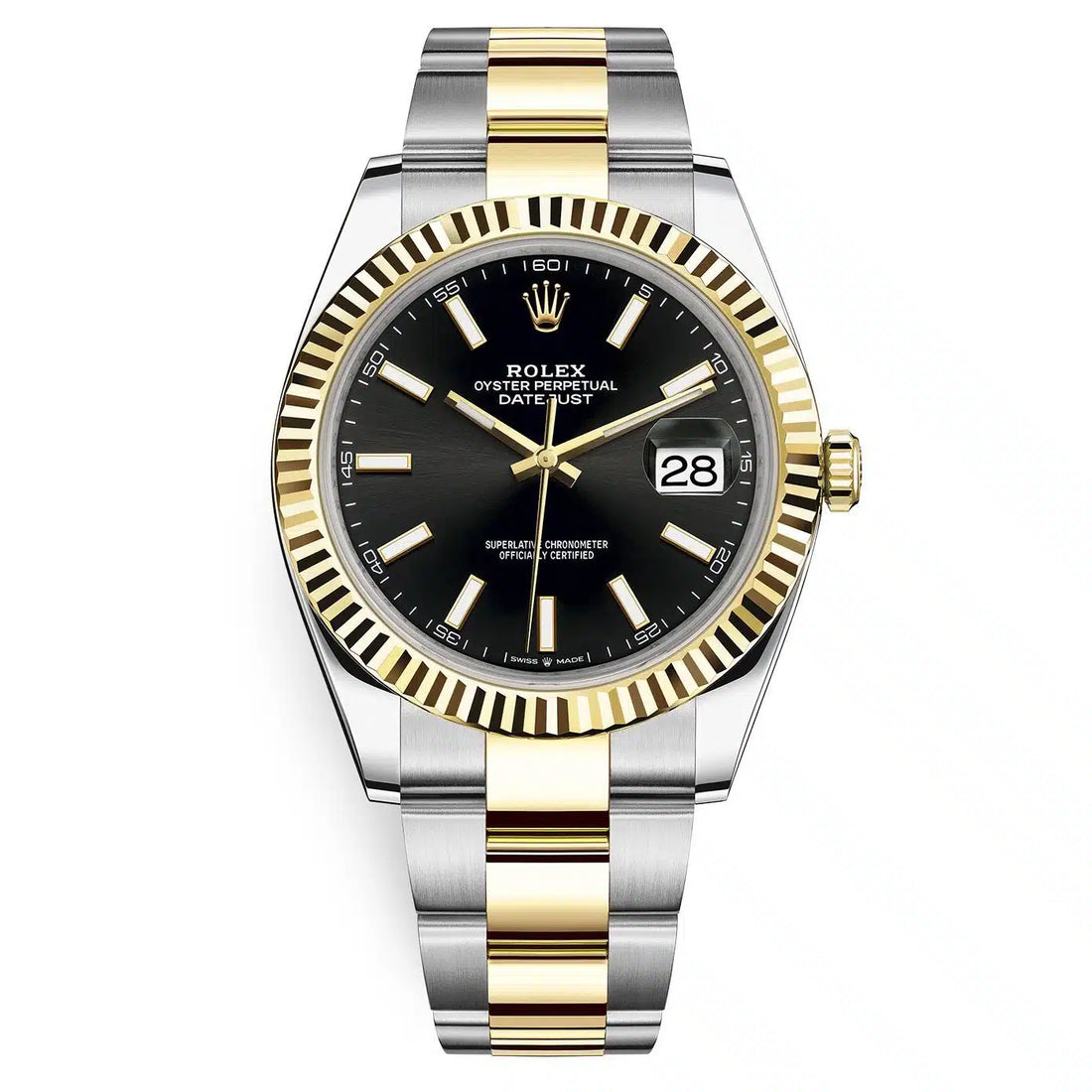 Rolex Datejust Black Dial 41 mm Metal Bracelet Men's Watch (Ref. 020)