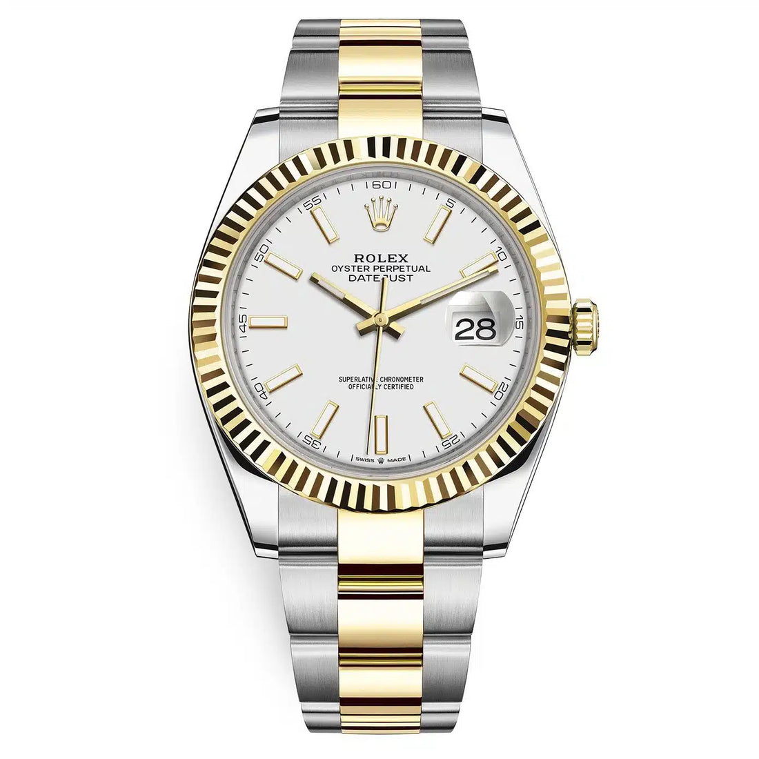Rolex Datejust White Dial 41 mm Metal Bracelet Men's Watch (Ref. 077)