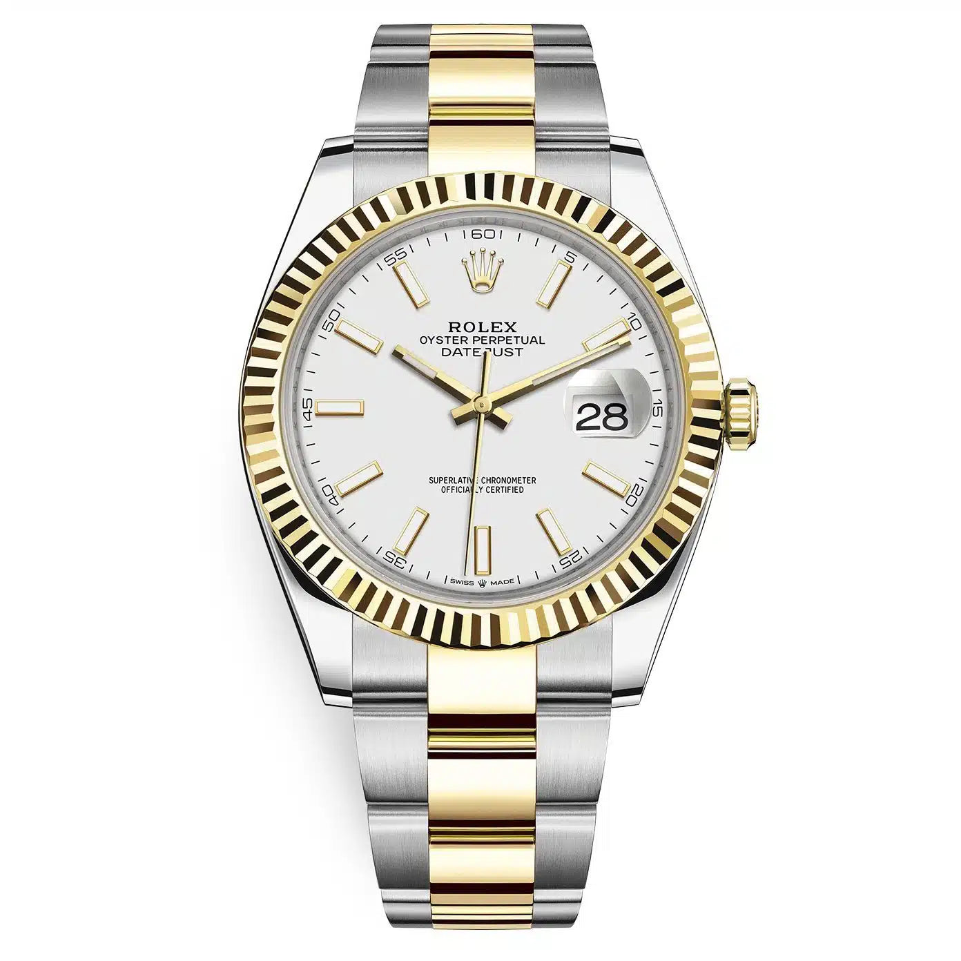 Rolex Datejust White Dial 41 mm Metal Bracelet Men's Watch (Ref. 077)