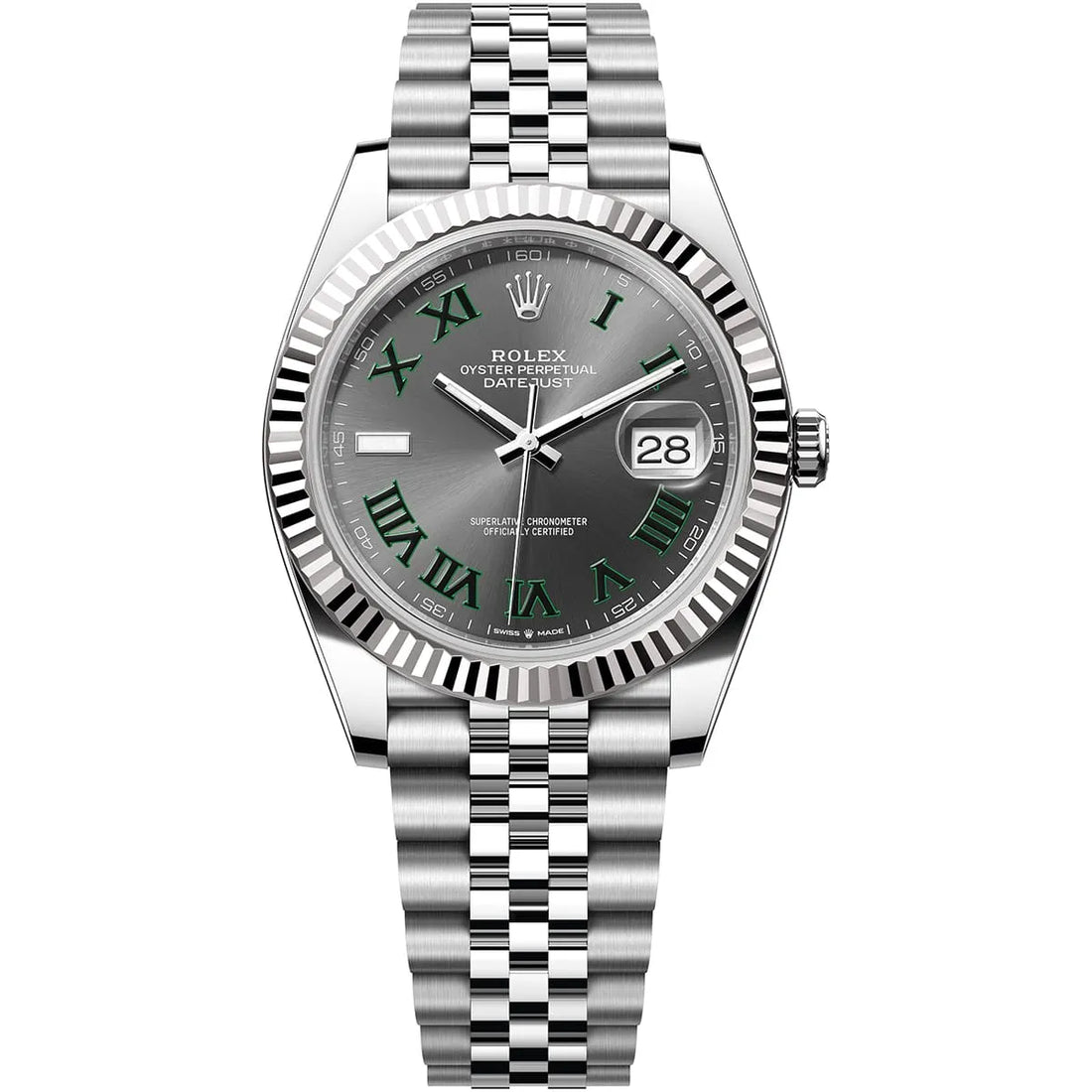 Rolex Datejust Gray Dial 41 mm Metal Bracelet Men's Watch (Ref. 025)