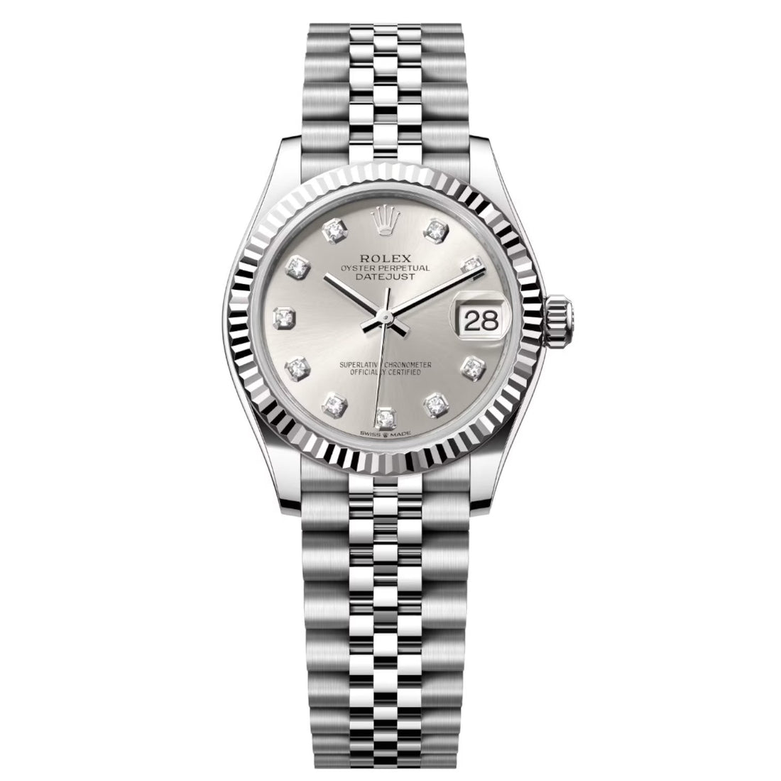 Rolex Datejust Mirror Original Silver Dial 31 mm Metal Bracelet Women's Watch (Ref. 126)