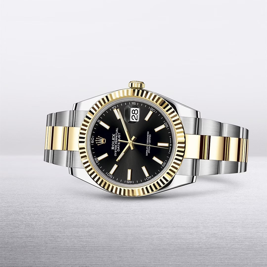 Rolex Datejust Black Dial 41 mm Metal Bracelet Men's Watch (Ref. 020)