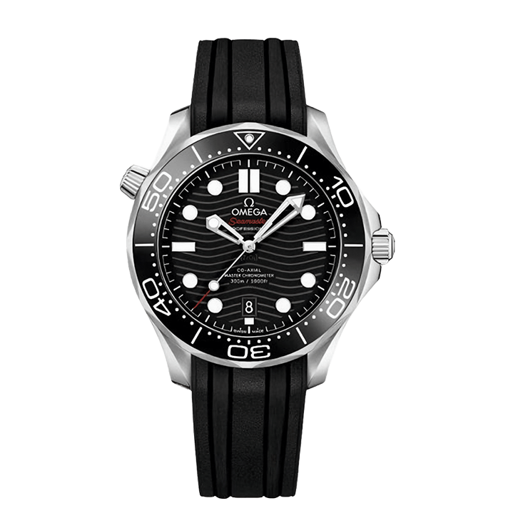Omega Seamaster Diver 300M Stainless Steel Black Dial Ceramic Bezel Rubber Strap