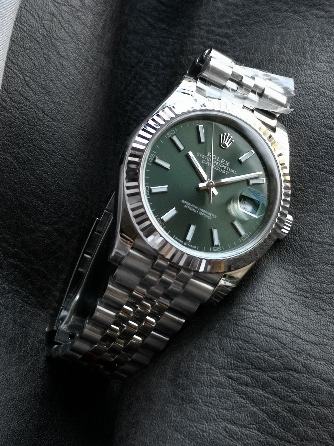 Rolex Datejust Green Dial 41 mm Metal Bracelet Men's Watch