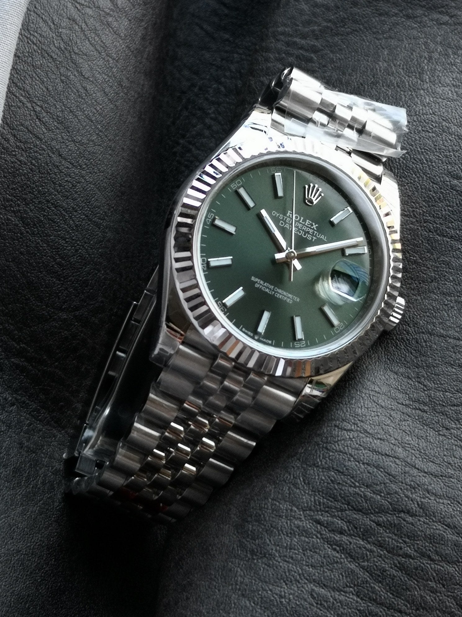 Rolex Datejust Green Dial 41 mm Metal Bracelet Men's Watch