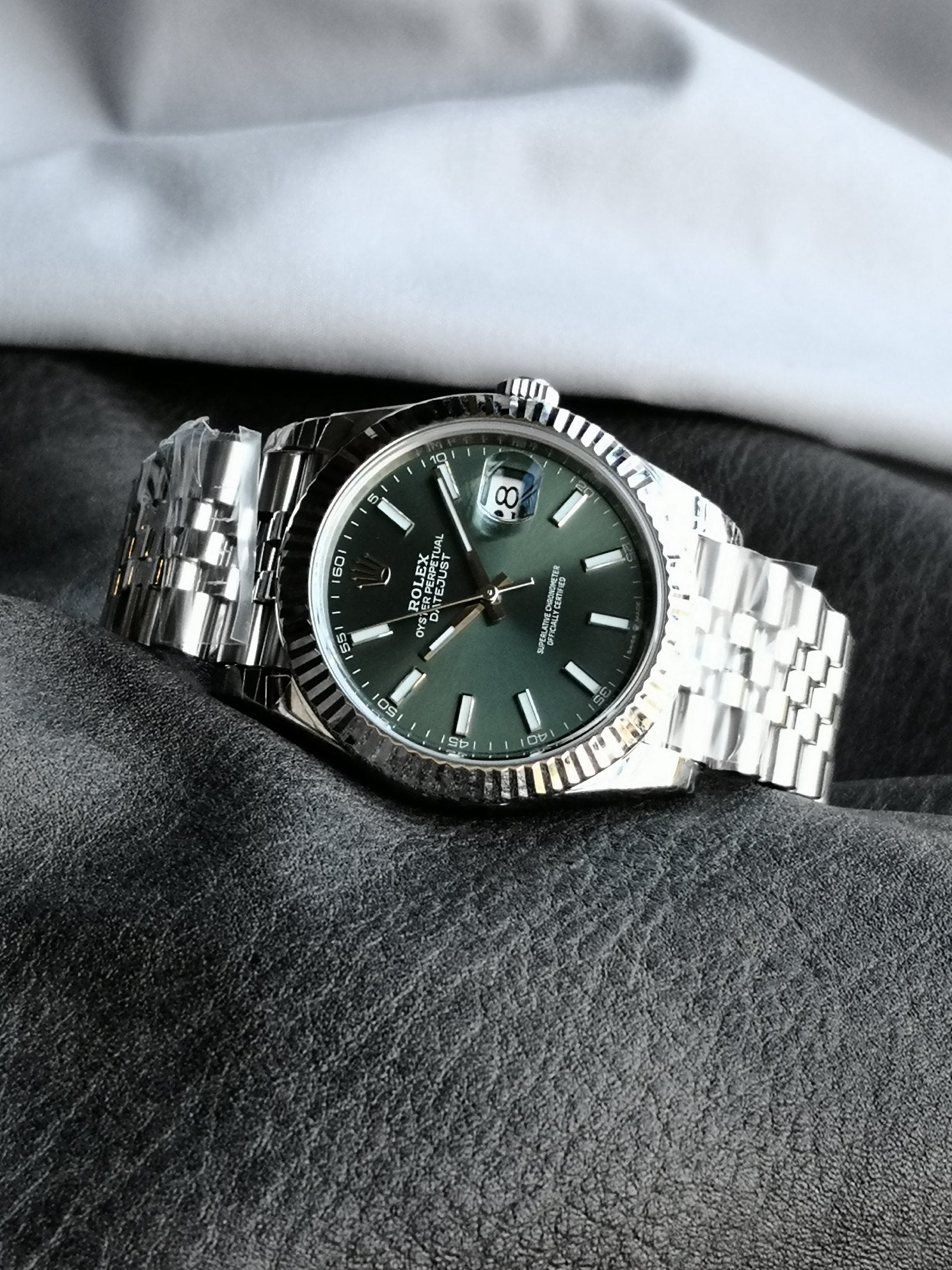 Rolex Datejust Green Dial 41 mm Metal Bracelet Men's Watch