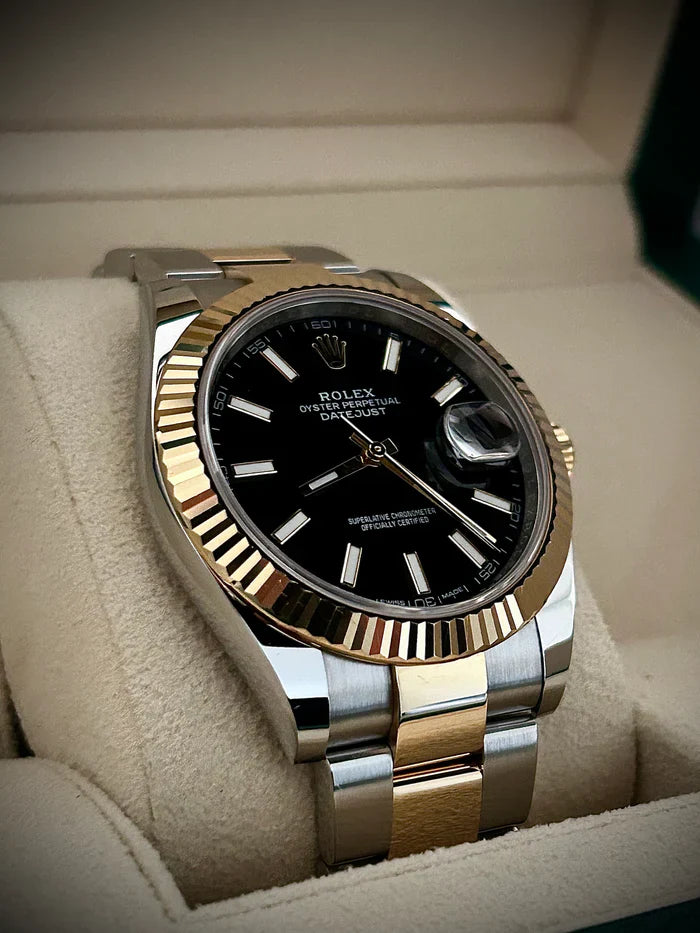 Rolex Datejust Black Dial 41 mm Metal Bracelet Men's Watch (Ref. 020)