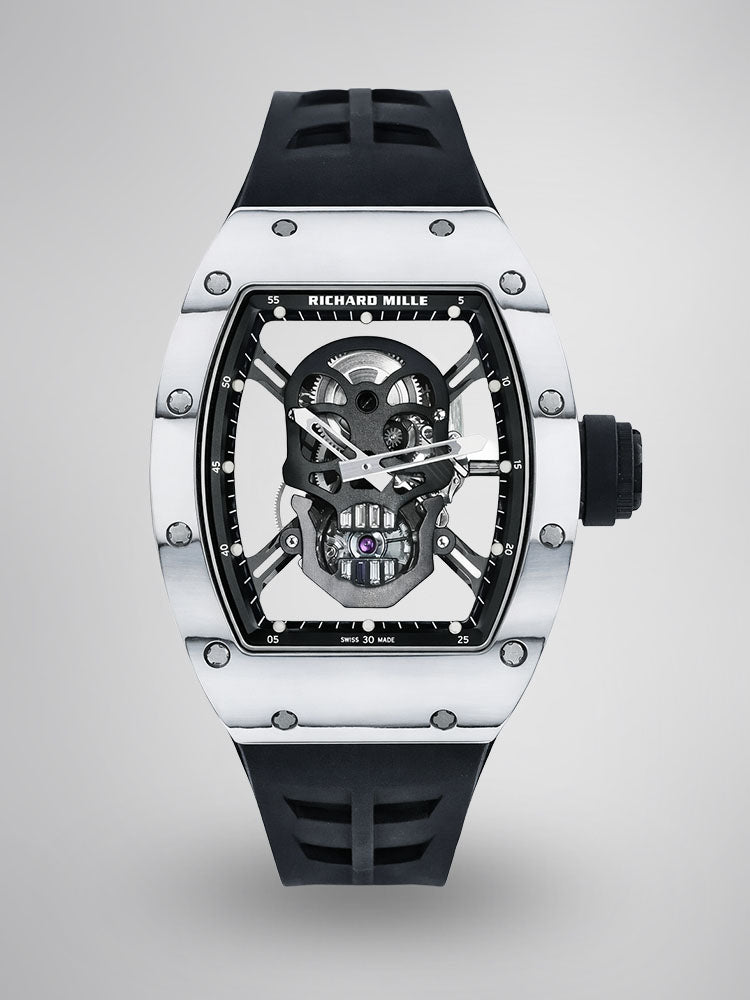 Richard Mille RM52-01 Skull Tourbillon Super Clone Replica Watch White Carbon TPT Skeleton Dial