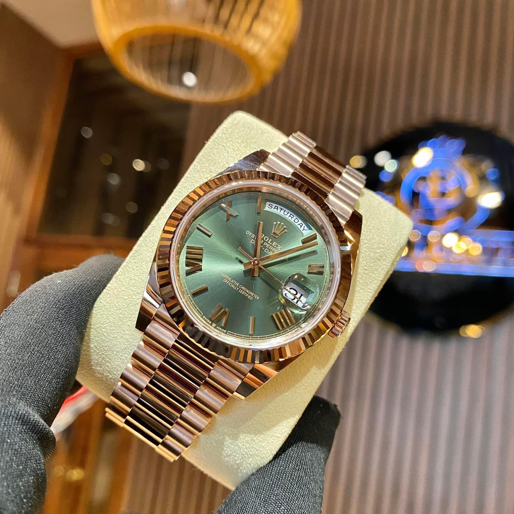Rolex Day-Date Green Dial 41 mm Metal Bracelet Men's Watch (Ref. 038)