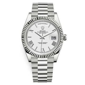 Rolex Day-Date Silver Dial 41 mm Metal Bracelet Men's Watch