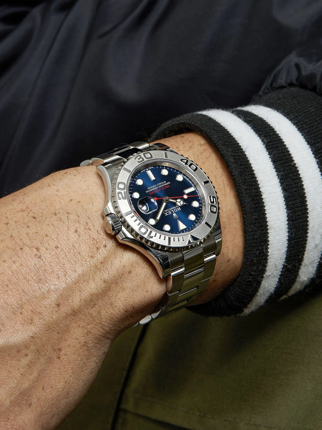 Rolex Yacht-Master Blue Dial 44 mm Silver Strap Men's Watch