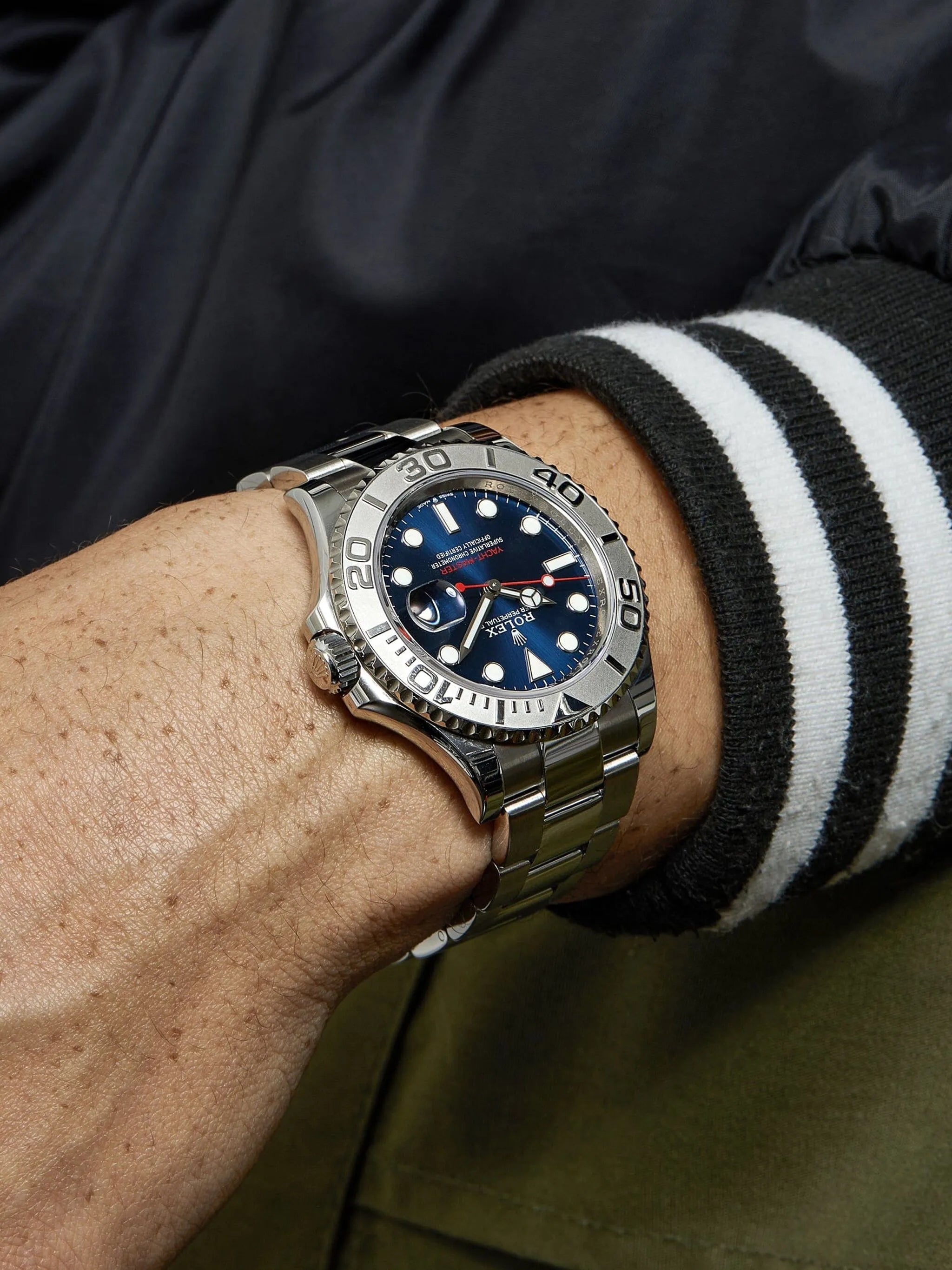 Rolex Yacht-Master Blue Dial 44 mm Silver Strap Men's Watch