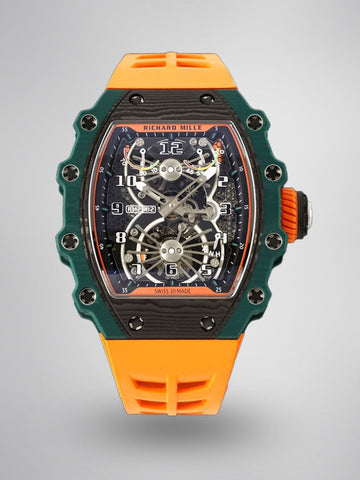 Richard Mille RM 21-02 Tourbillon Aerodyne Super Clone – Green Quartz TPT Carbon Skeleton Dial Replica