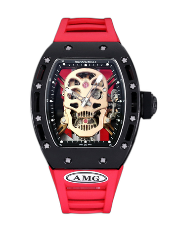 Best Swiss Replica RICHARD MILLE RM 52 Watch – Skeleton Tourbillon , Red Strap