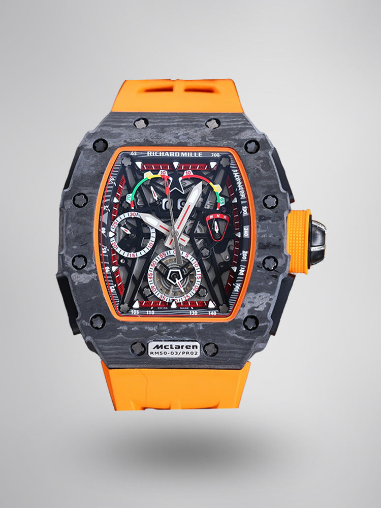 Richard Mille RM 50-03 McLaren Replica Tourbillon Chronograph – Super Clone Carbon Fiber Luxury Watch