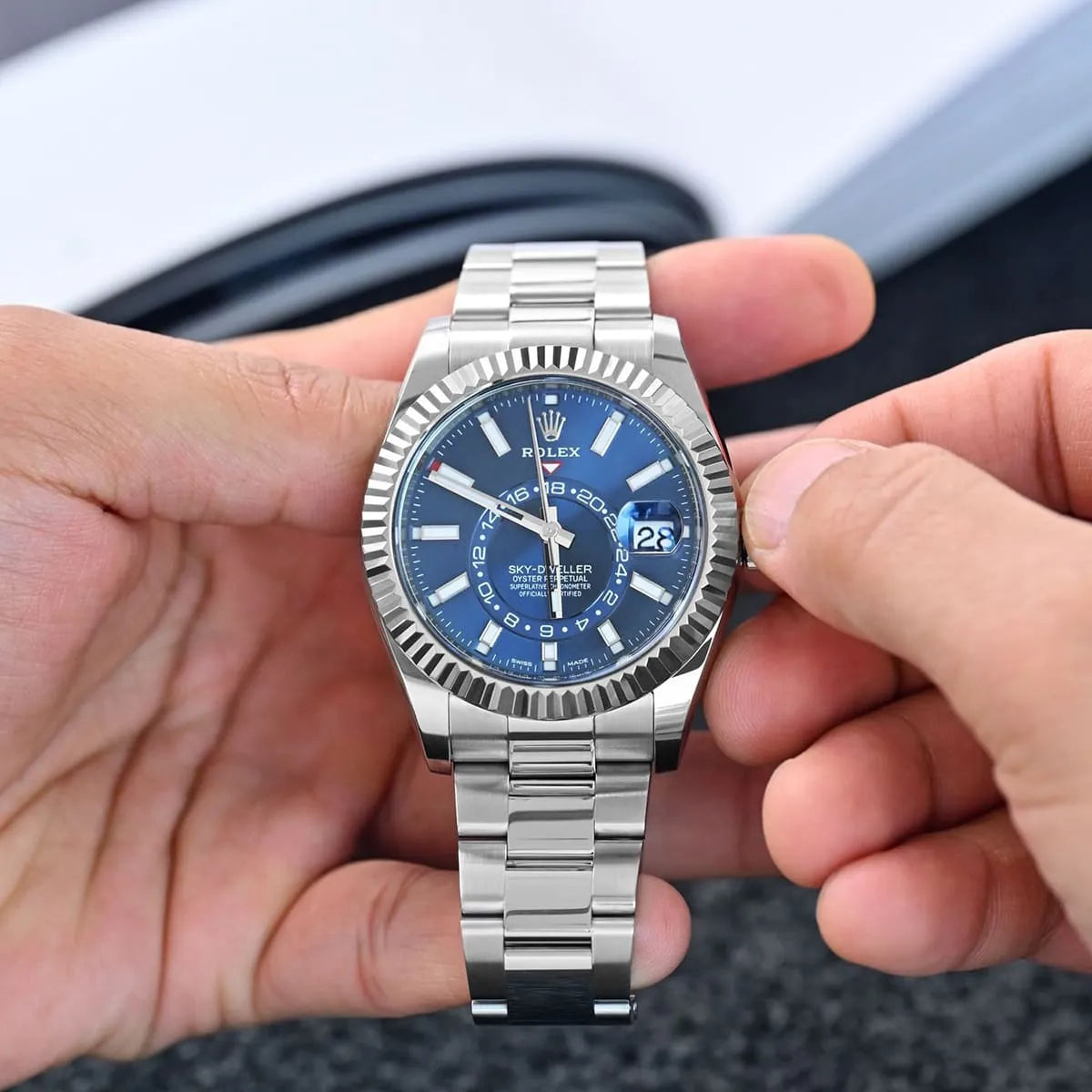 Rolex Sky-Dweller Blue Dial 42 mm Metal Bracelet Men's Watch (Ref. 029)