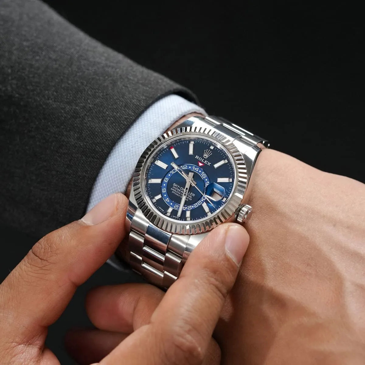 Rolex Sky-Dweller Blue Dial 42 mm Metal Bracelet Men's Watch (Ref. 029)