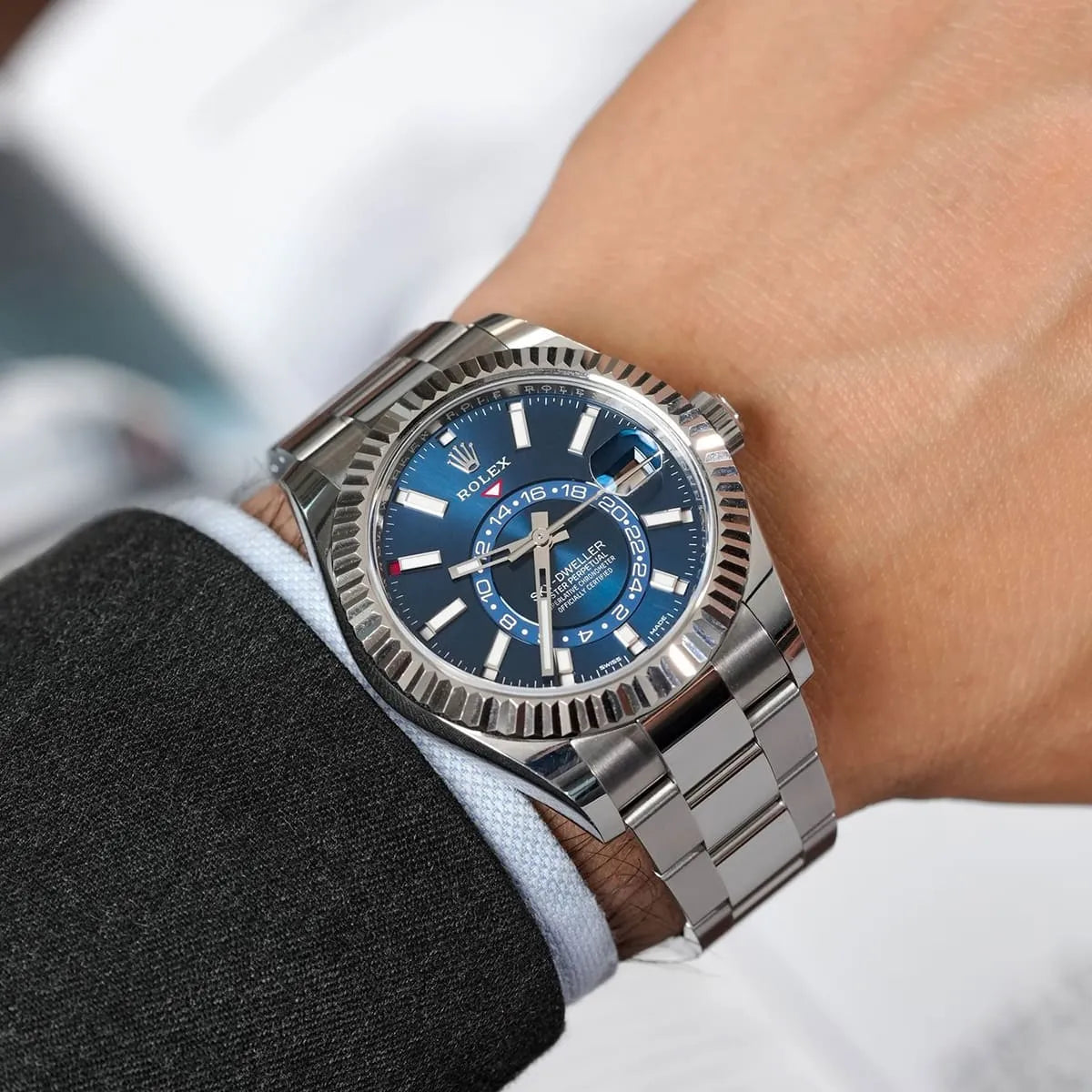 Rolex Sky-Dweller Blue Dial 42 mm Metal Bracelet Men's Watch (Ref. 029)