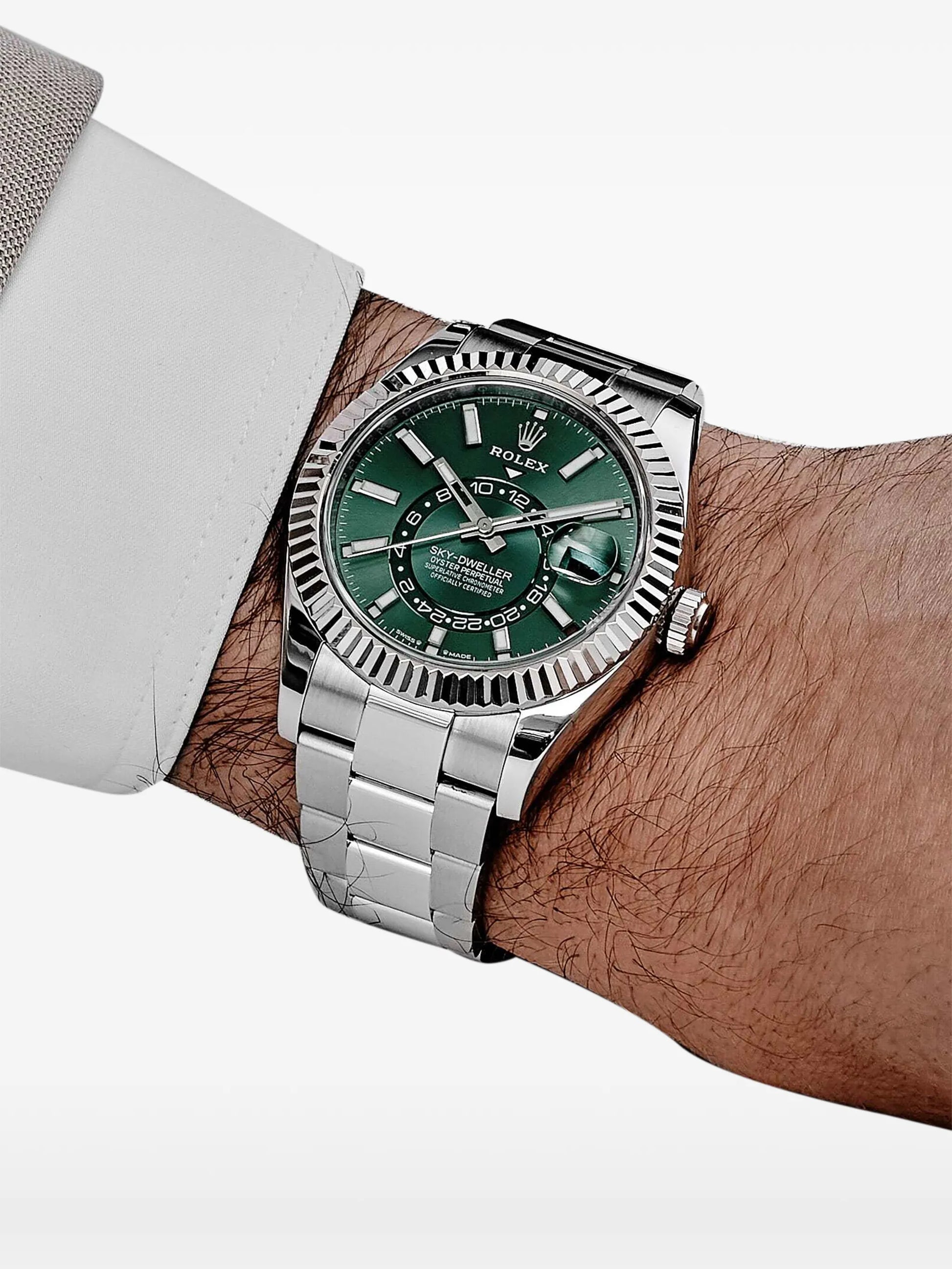 Rolex Sky-Dweller Green Dial 42 mm Metal Bracelet Men's Watch (Ref. 050)