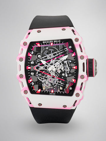 Richard Mille RM 38 02 Bubba Watson Replica Swiss Tourbillon 43mm White Pink Quartz TPT Skeleton Dial
