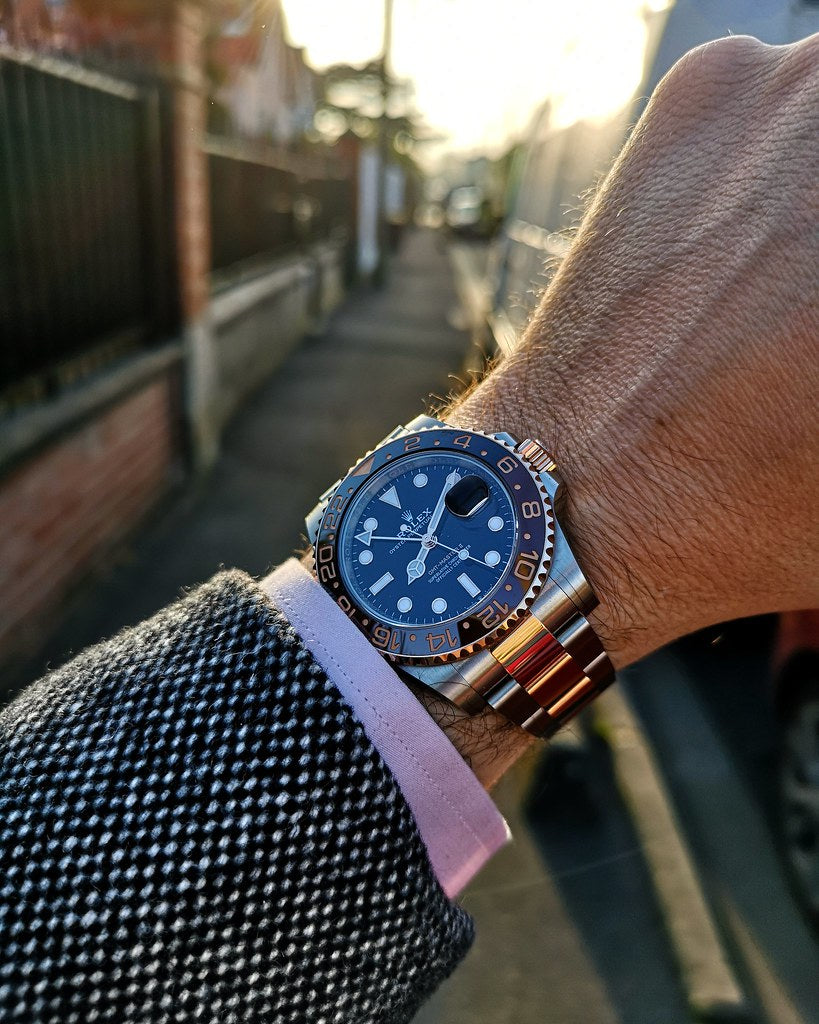 Rolex GMT-Master II Black Dial Metal Bracelet Men's Watch (Ref. 010)