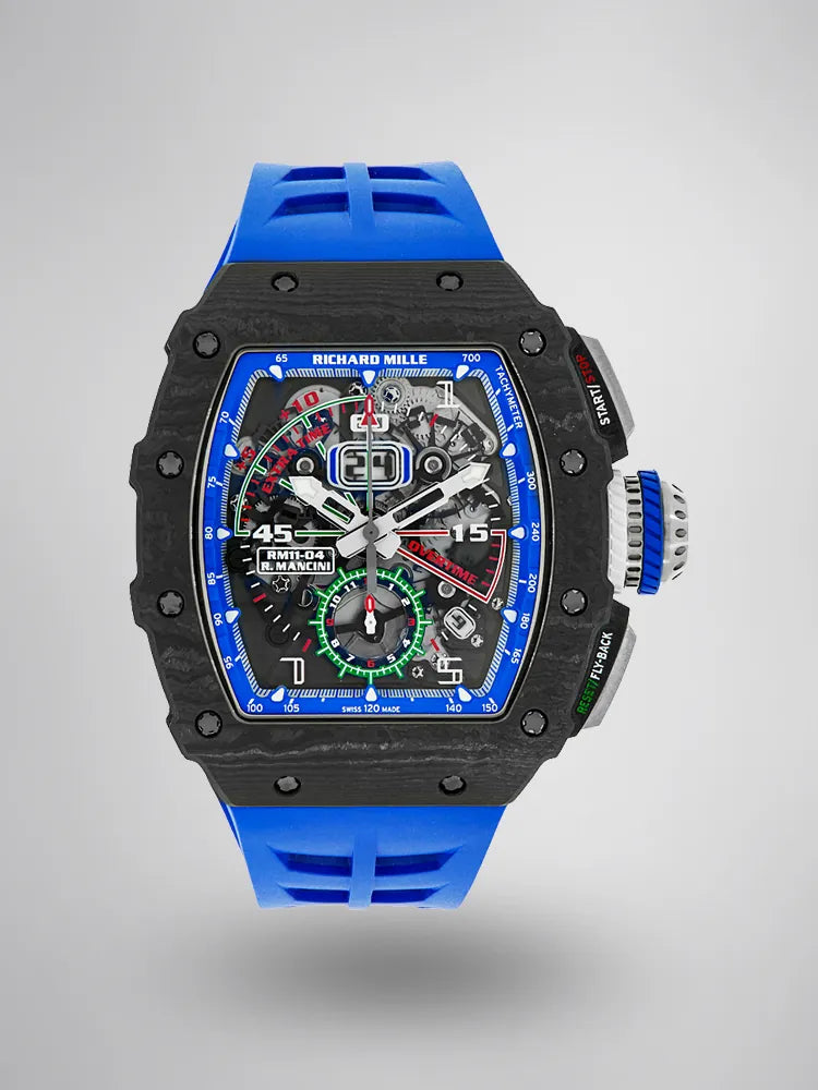 Richard Mille RM 11-04 Replica Skeleton Dial Blue Rubber Strap Luxury Sports Watch