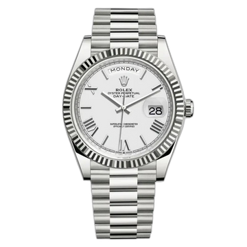 Rolex Day-Date Silver Dial 41 mm Metal Bracelet Men's Watch