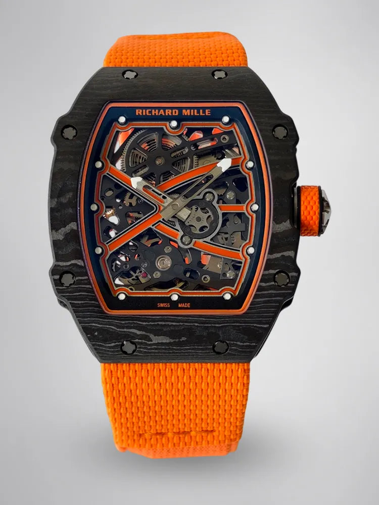 UMI Richard Mille RM 67-02 McLaren Lando Norris Black Carbon TPT Orange Fabric Strap Replica Watch
