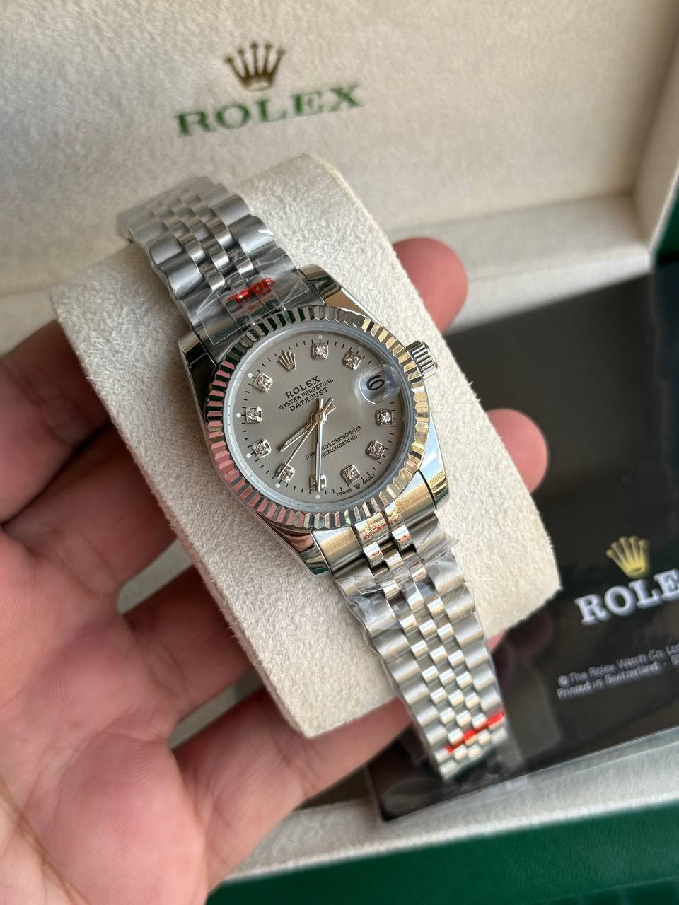Rolex Datejust Mirror Original Silver Dial 31 mm Metal Bracelet Women's Watch (Ref. 126)