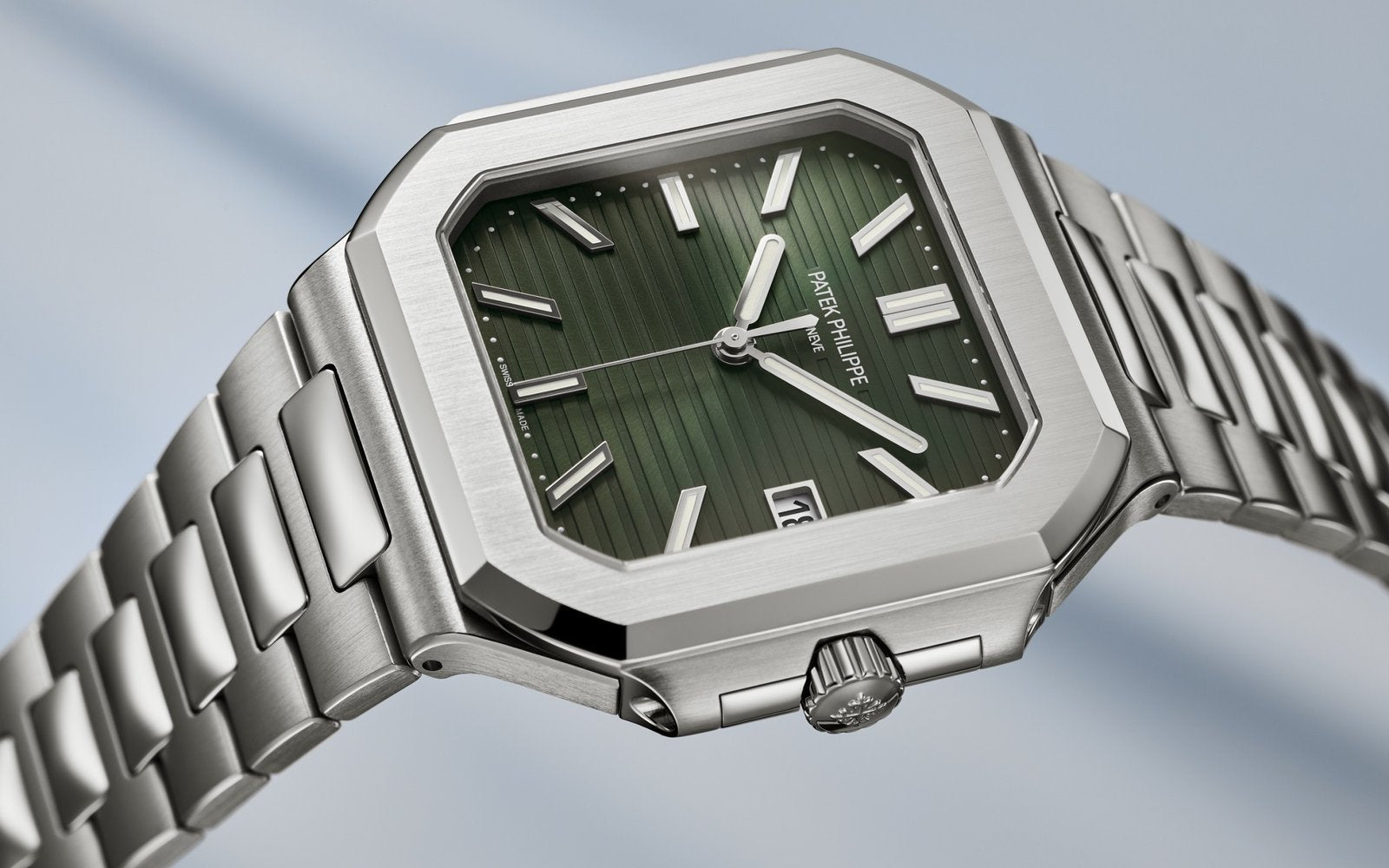 Patek Philippe Green Dial 45 mm Stainless Steel Bracelet Men's Watch