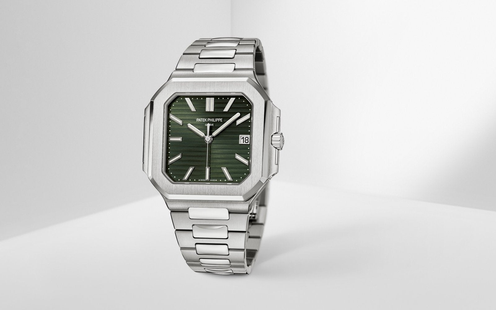 Patek Philippe Green Dial 45 mm Stainless Steel Bracelet Men's Watch