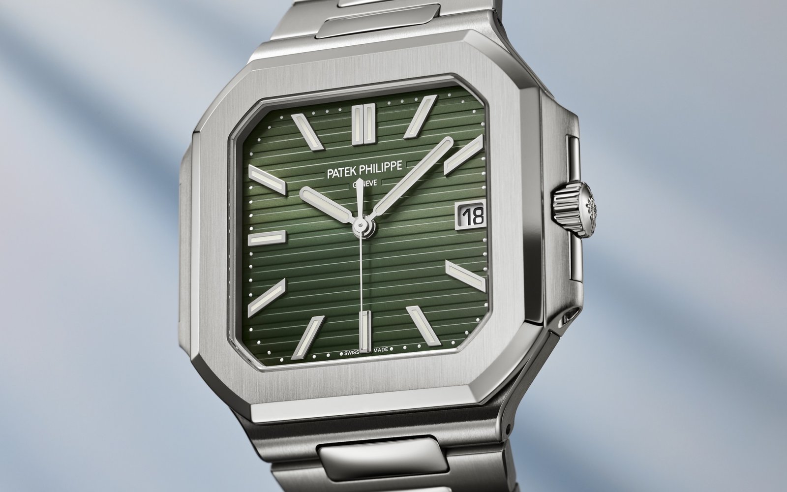 Patek Philippe Green Dial 45 mm Stainless Steel Bracelet Men's Watch
