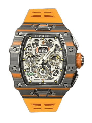 Swiss Replica Richard Mille RM 11-03 McLaren Watch – Carbon Fiber Skeleton Chronograph with Striking Orange Rubber Strap