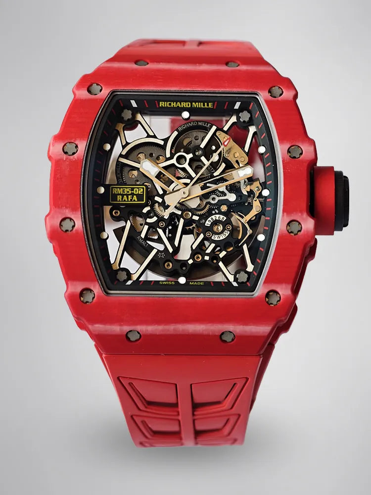 UMI RM 35-02 Rafael Nadal Red Quartz TPT Case Red Rubber Strap Replica Watch