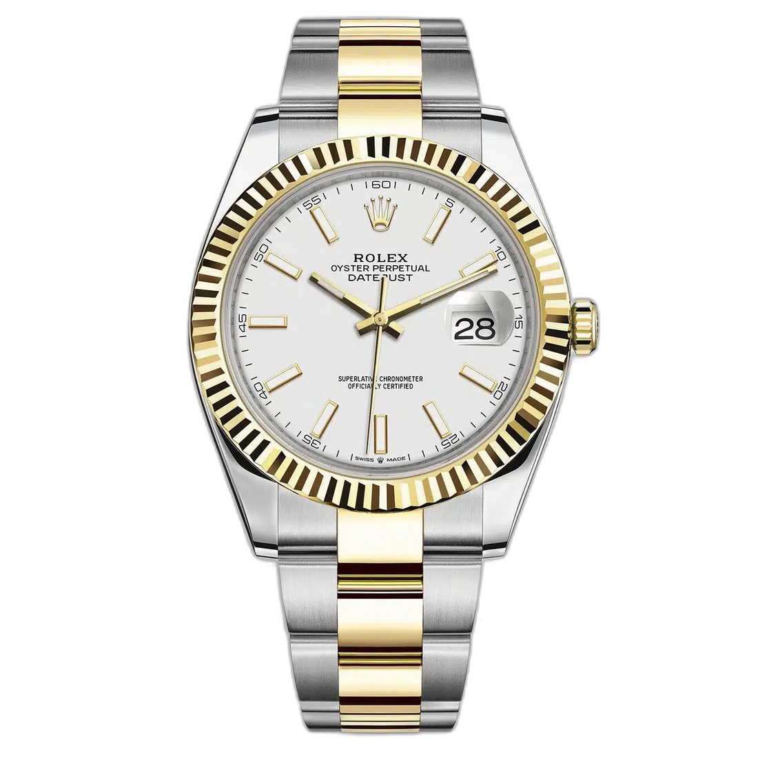 Rolex Datejust White Dial 41 mm Metal Bracelet Men's Watch (Ref. 077)