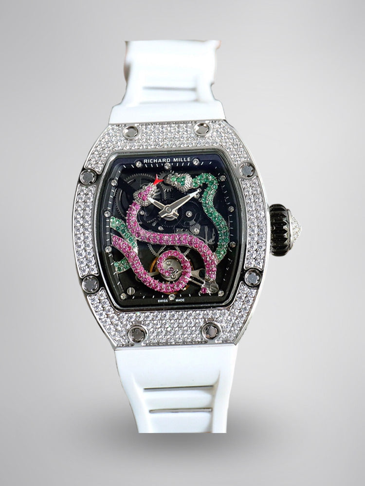 Replica Richard Mille RM 026 Serpent Luxury Tourbillon Watch, Diamond White Gold Case, Double Serpent Design