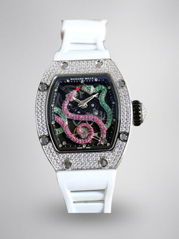 Replica Richard Mille RM 026 Serpent Luxury Tourbillon Watch, Diamond White Gold Case, Double Serpent Design