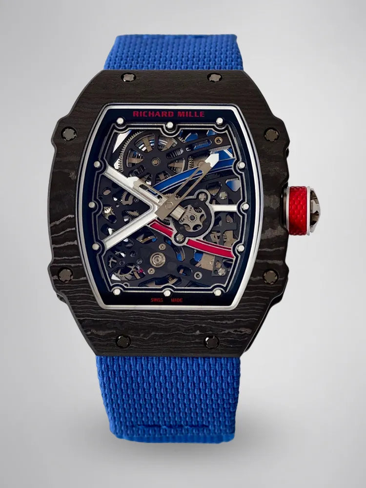 UMI Richard Mille RM 67-02 Automatic Carbon TPT Case Blue Elastic Fabric Strap Replica Watch
