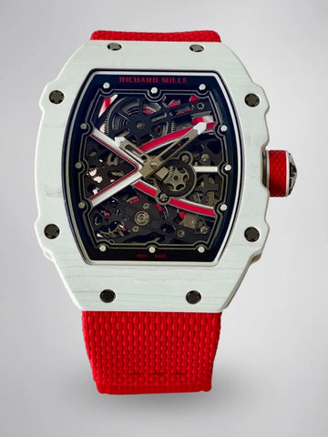 UMI RM 67-02 Charles Leclerc Skeleton Dial White Carbon Red Fabric Strap Replica Watch