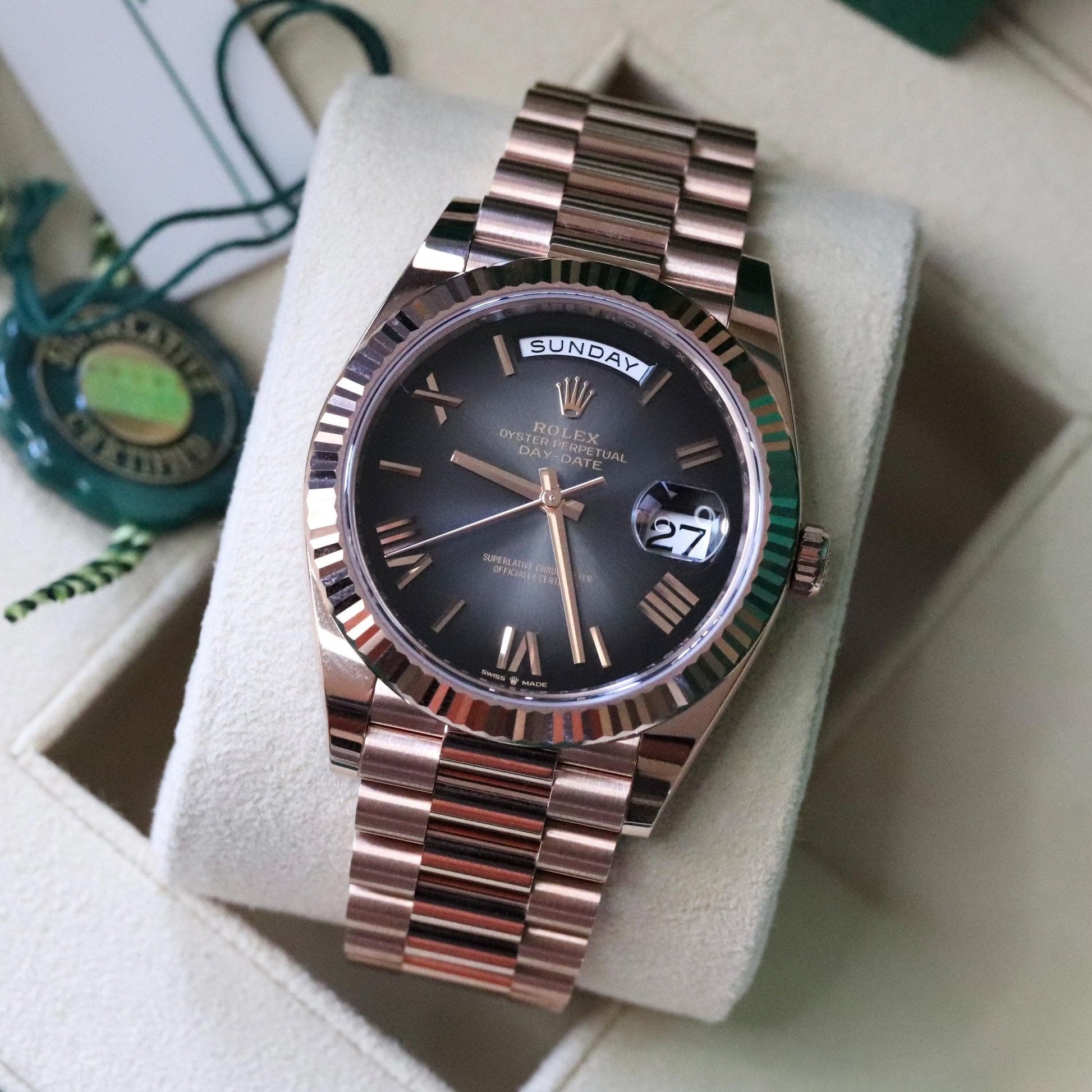 Rolex Day-Date Brown Dial 41 mm Metal Bracelet Men's Watch