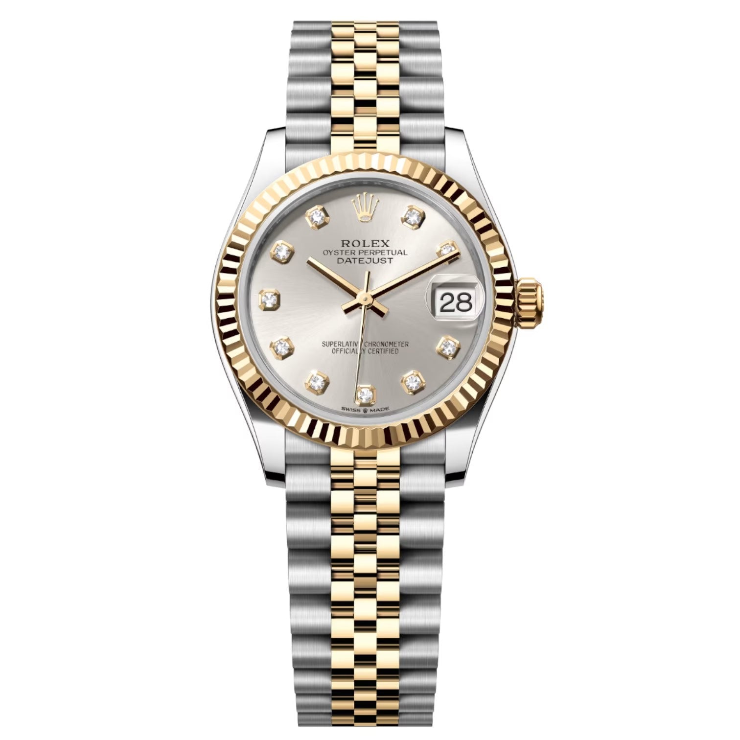 Rolex Datejust Mirror Original Silver Dial 31 mm Metal Bracelet Women's Watch (Ref. 127)