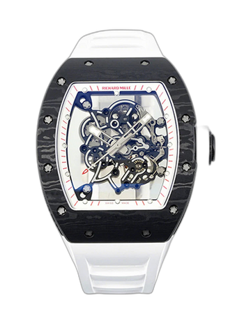 Richard Mille RM 055 Bubba Watson Replica – Super Clone Carbon Fiber Case Skeleton Dial Swiss Movement White Rubber Strap Best Quality Watch