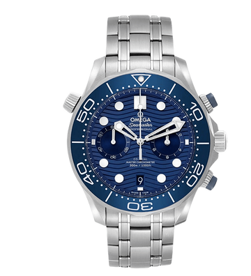Omega Seamaster Diver 300M Chronograph Stainless Steel Blue Dial Ceramic Bezel Steel Bracelet