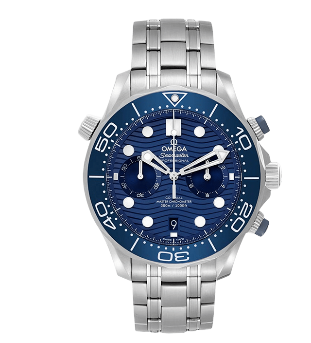 Omega Seamaster Diver 300M Chronograph Stainless Steel Blue Dial Ceramic Bezel Steel Bracelet