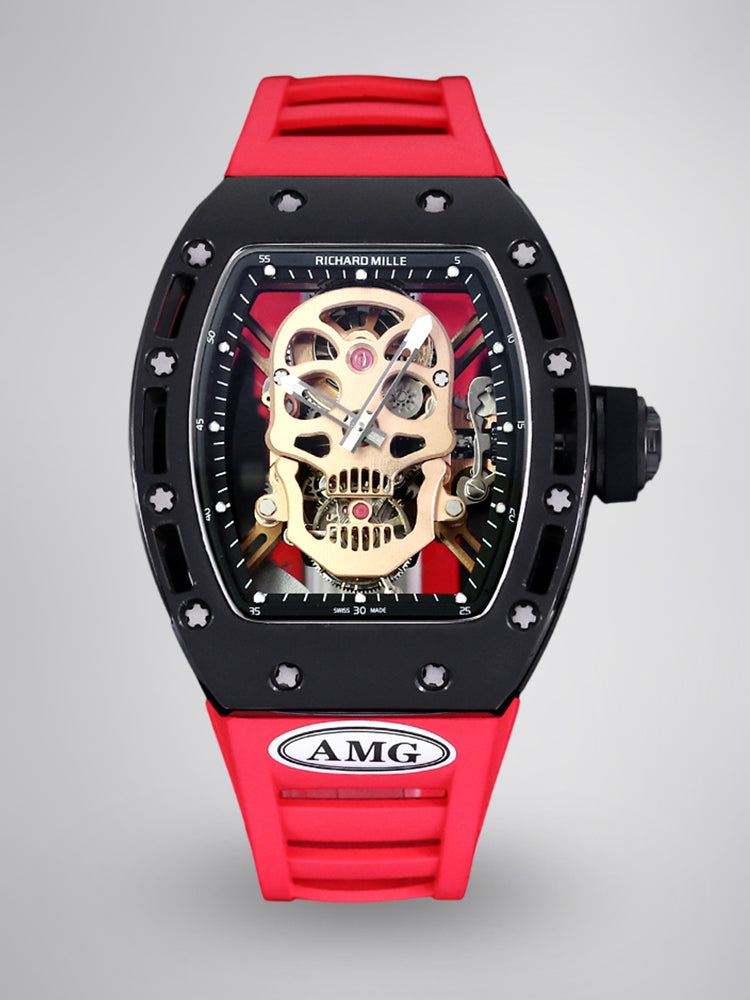 Best Swiss Replica RICHARD MILLE RM 52 Watch – Skeleton Tourbillon , Red Strap