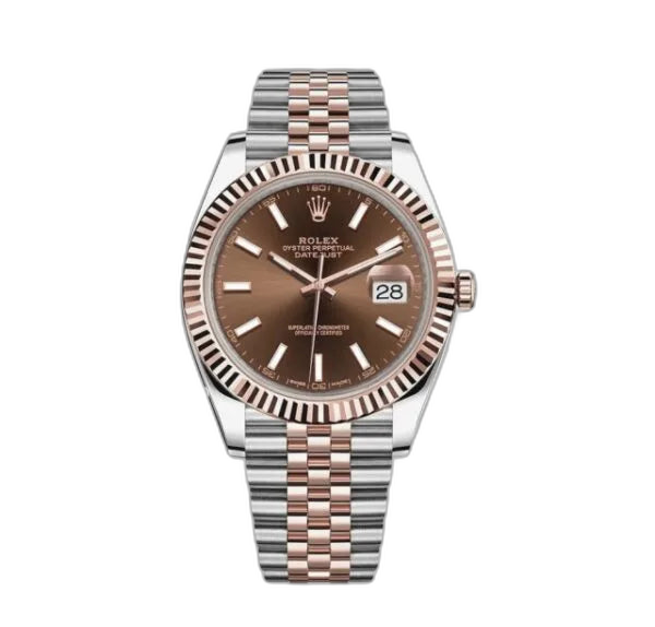 Rolex Datejust Brown Dial 41 mm Metal Bracelet Men's Watch