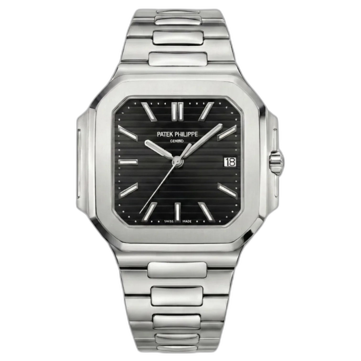 Patek Philippe Black Dial 45 mm Stainless Steel Bracelet Men's Watch
